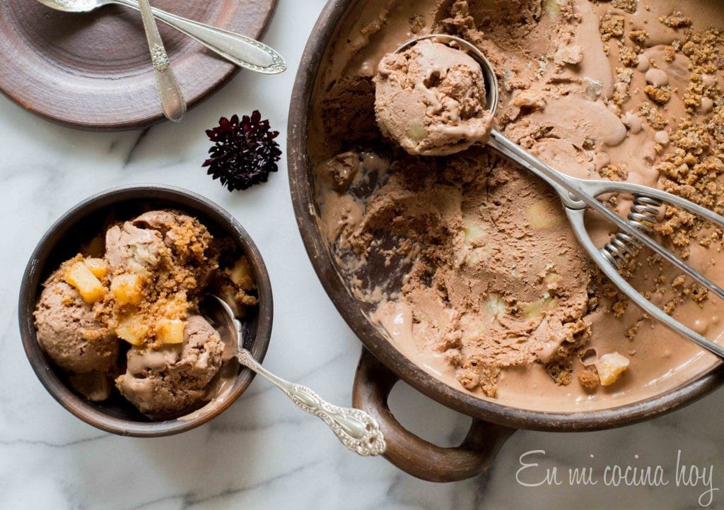 Chocolate Milk Ice Cream with Apple Streusel