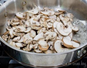 Cooking mushrooms.