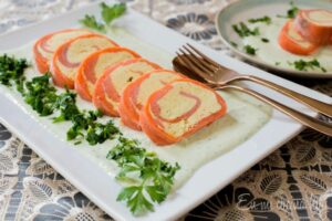 Smoked Salmon Roulade with Cream Cheese and Avocado Cream