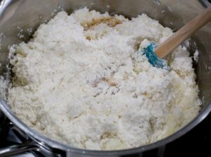 Coconut mixture in pan