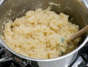 Coconut mixture in pan