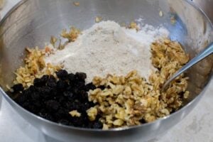 Flour and raisins for batter