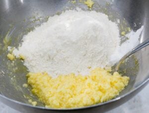 Flour add to the batter