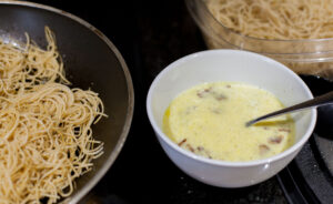 Eggs batten and ingredients.