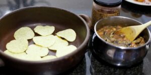 Tortilla chips and beans for nachos.