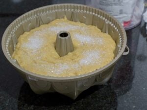 Honey cake batter in the pan.