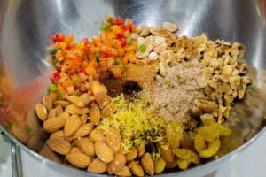 Fruit and nuts for pan de pascua