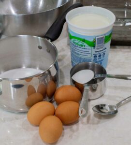 Ingredients for flan