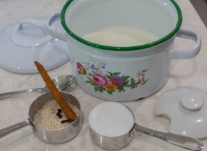 Ingredients for Arroz con leche