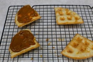 Cook waffles with dulce de leche