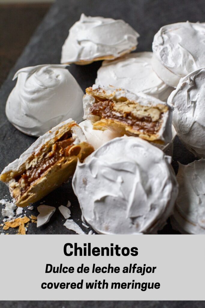 Chilenitos
Dulce de leche alfajor with meringue