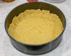 Kuchen dough on springform pan