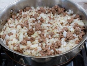 Ground beef with onion for Pino