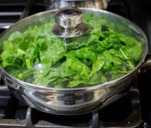 Steaming chard.