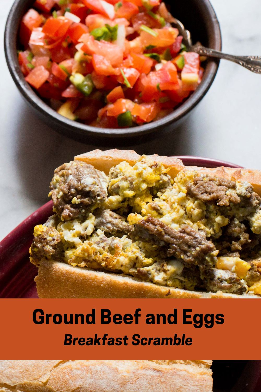 Ground beef and egg breakfast scramble