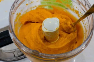 Puree sweet potatoes.