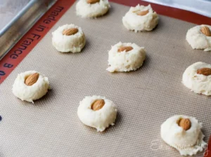 Raw cookies, ready for the oven.