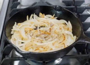 Browned onions.