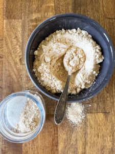Toasted flour and granulated sugar.