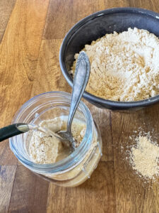 Toasted flour, granulated sugar and water.