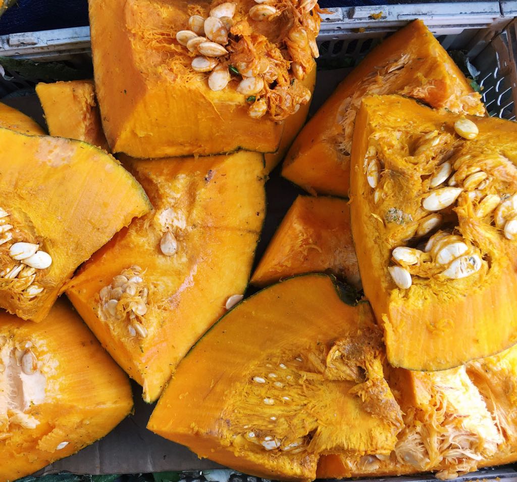 Cut winter squash.